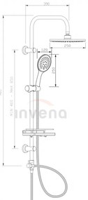 Invena Corso, sprchový stĺp s poličkou, chrómová, INV-AU-23-001-C
