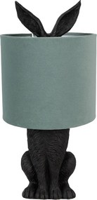 Čierna stolná lampa králik so zeleným tienidlom Rabbi - Ø 20*43 cm