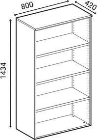 Kancelárska skriňa s dverami PRIMO GRAY, 800 x 420 x 1434 mm, sivá/wenge