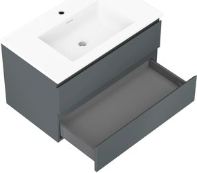 Mexen Orio, kúpeľňová skrinka 80 cm s umývadlom Otis, 2 zásuvky, grafitová matná/biela matná, 91A10-08047-2-BFF66-W18M01