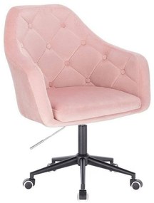 LuxuryForm DESIGN Kreslo ANDORA VELUR na čiernej podstave s kolieskami - svetloružové