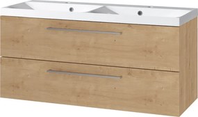 Mereo, Mereo Bino, kúpeľňová skrinka s umývadlom z liateho mramoru 121 cm, dub Arlington, MER-CN623M