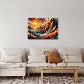 Sklenený obraz - Hory zalité slnkom (70x50 cm)