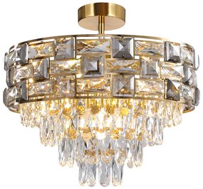 Luster Luxuria II, 1x krištáľové/zlaté kovové tienidlo, (fi 50cm), g