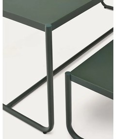 Tmavozelená kovová záhradná jedálenská súprava pre 4 Sotil – Kave Home