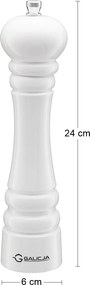 Mlynček na soľ a korenie Pedro 24 cm - biela