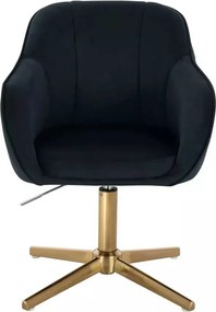 LuxuryForm DESIGN Stolička AVOLA VELUR na zlatom kríži - čierna