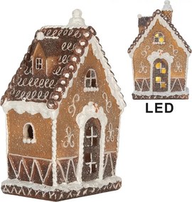 Gingerbread House With LED 13x9x20 Cm Brown Plastic - 13*9*20 cm