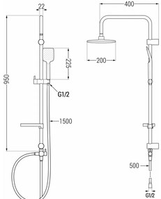 Mexen sprchový set X62 s hornou hlavicou  20x20 cm, zlatá, 798626291-50