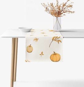 Goldea behúň na stôl 100% bavlnené plátno - jesenné tekvice a lístky 50x120 cm