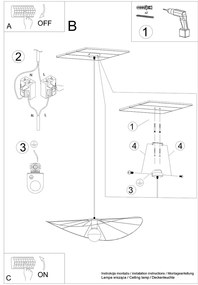 Závesné svietidlo Eskola, 1x čierne drôtené tienidlo, (fi 70 cm)