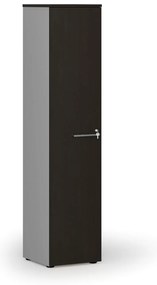 Úzka kancelárska skriňa PRIMO GRAY, 1781 x 400 x 420 mm, sivá/wenge