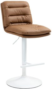 Barová stolička Damar - koženka, biely rám - svetlohnedá