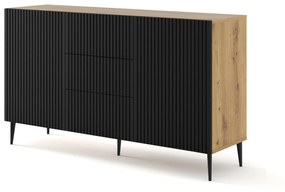Komoda Rawy 2d3s 2 (dub artisan + čierna). Akcia -20%. Vlastná spoľahlivá doprava až k Vám domov. 1061125