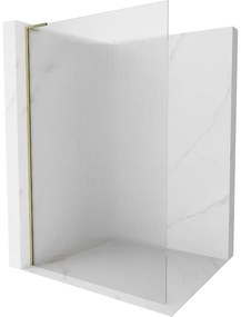 Mexen Kioto L, sprchová zástena Walk-In 100 x 200 cm, 8mm sklo s rebrovým vzorom, zlatý lesklý profil,800-100-103-50-09