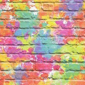 Papírové tapety na zeď Freestyle L33505, rozměr 0,53 x 10,05 m, cihlová stěna růžovo-žlutá, Ugépa