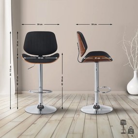Barová stolička Clawson - látka, chróm rám - orech/čierna