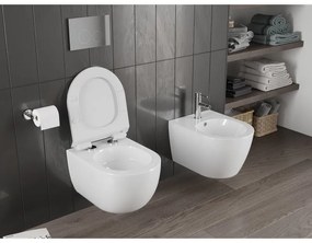 Mexen Carmen, závesná WC misa 490x365x340 mm, Rimless Tornádo + WC sedadlo z duroplastu, biela lesklá, 30880100T
