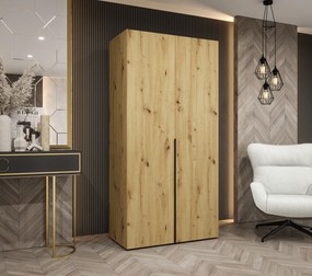 Šatníková skriňa 100 cm Alice 1 (dub artisan + čierna). Akcia -21%. Vlastná spoľahlivá doprava až k Vám domov. 1126091