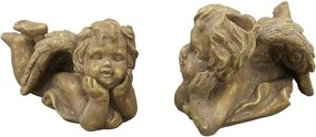 Bronzovo - hnědý antik květináč Anděl s křídly - 37*20*18 cm