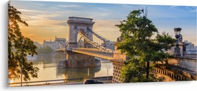 Obraz - Most cez rieku, Budapešť, Maďarsko (120x50 cm)