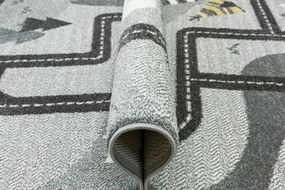 Detský koberec Lima F498A uličky / plyšové medvede, svetlosivý / krémový