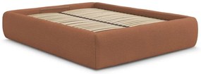 Oranžová čalúnená dvojlôžková posteľ s úložným priestorom/bez čela s roštom 180x200 cm Inera – Bobochic Paris