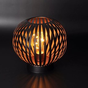 SOLIGHT Kovový okrúhly lampáš so žiarovkou micro LED, teplá biela, medená, 3xAA, 19cm