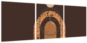Obraz - Oranžové oblúky N⁰3 (s hodinami) (90x30 cm)