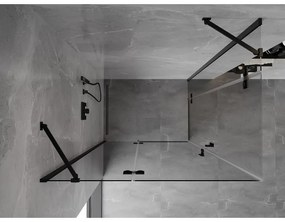 Mexen Mist-H Duo, 2-krídlový výklopný sprchový kút 90 x 80 cm, číre sklo, čierny profil, 8A5-090L-080P-70-00