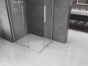 Mexen Velar L Duo, sprchový kút s posuvnými dverami 90 x 80 cm, 8mm číre sklo, brúsená oceľ, 871-090-080-02-03-97