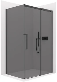 CERANO - Sprchovací kút Lantono L/P - 8 mm - čierna matná, grafitové sklo - 110x70 cm - posuvný, CER-CER-8050BD7515