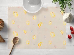 Biante Veľkonočné teflónové prestieranie na stôl TF-074 Kuriatka a kraslice na béžovom 30x40 cm