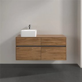 VILLEROY &amp; BOCH Collaro závesná skrinka pod umývadlo na dosku (umývadlo vľavo), 4 zásuvky, s LED osvetlením, 1200 x 500 x 548 mm, Oak Kansas, C042B0RH