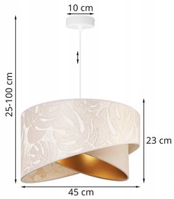 Závesné svietidlo WERONA 7, 1x krémové/svetlobéžové textilné tienidlo so vzorom, W, G