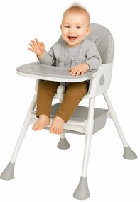 Stolička na kŕmenie KDK03 4v1 sivá + podbradník a kolieska ZDARMA