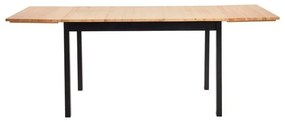 Borovicový rozkladací jedálenský stôl s čiernou konštrukciou Bonami Essentials Brisbane, 120 (200) x 70 cm