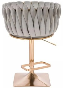 LuxuryForm DESIGN Barová stolička NORDEN VELUR na zlatej hranatej podstave - svetlo šedé
