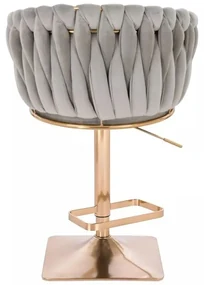 LuxuryForm DESIGN Barová stolička NORDEN VELUR na zlatej hranatej podstave - svetlo šedé