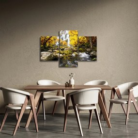 Obraz - Vodopády v jesennej krajine, žlté (90x60 cm)