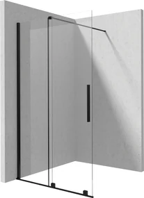 Deante Jasmin, Walk-in posuvná sprchová zástena 1200x1950 mm, 6mm číre sklo s ActiveCover, čierny profil, DEA-KTJ_N32R