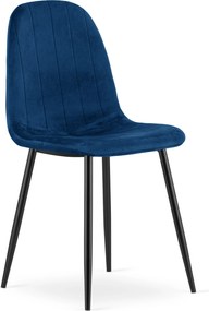 Jedálenská stolička PADVA VELVET s čiernymi nohami, modrá