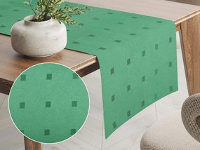 Biante Dekoračný behúň na stôl PM-022 Štvorčeky na zelenom 20x140 cm