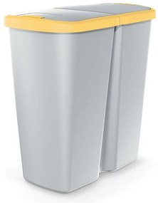 Odpadkový kôš DUO sivý, 45 l, žltá / sivá