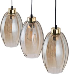 LED luster na lanku SEBO 3xE27/15W/230V čierna/dymovo-béžová