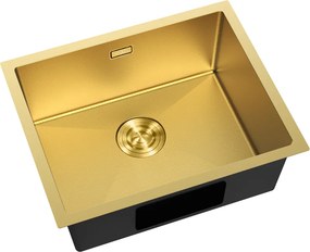 Mexen Trixo, 1-komorový nerezový drez 540 x 440 mm, brúsená zlatá, vzor voština, 6414541000-55HC