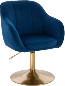LuxuryForm DESIGN Stolička AVOLA VELUR na zlatom tanieri - modrá