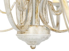 Lustr biely s vrúbkovanými krémovými tienidlami na klipsy 5-svetlo - Giuseppe