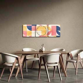 Obraz - Abstrakcia s retro vzormi (s hodinami) (90x30 cm)