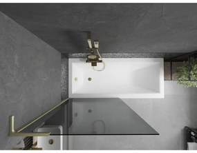 Mexen Next L, 1-krídlová vaňová zástena 90 x 150 cm, 6mm šedé sklo, zlatý matný profil, 895-090-000-03-40-55